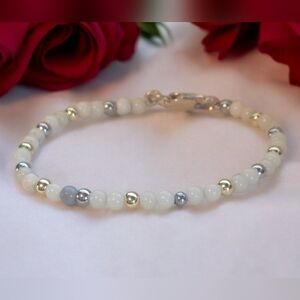 Howlite Stacker Bracelet with Gold & Silver Accents | 4mm Beads | Wire & Clasp |